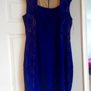 Blue and tan formal dress